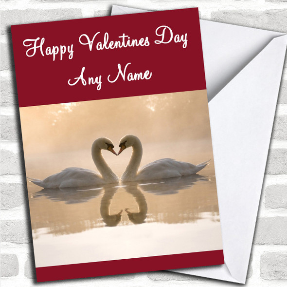 Swans Romantic Personalized Valentine's Day Card