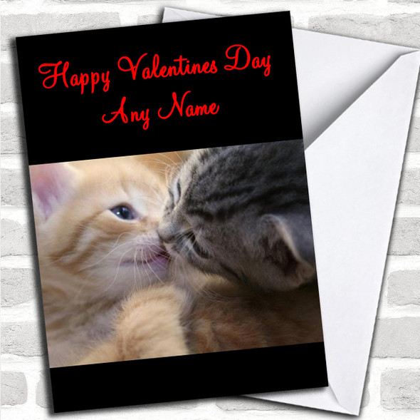 Kittens Kissing Personalized Valentine's Day Card