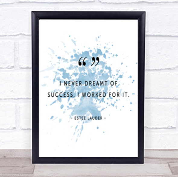 Worked For Success Inspirational Quote Print Blue Watercolour Poster