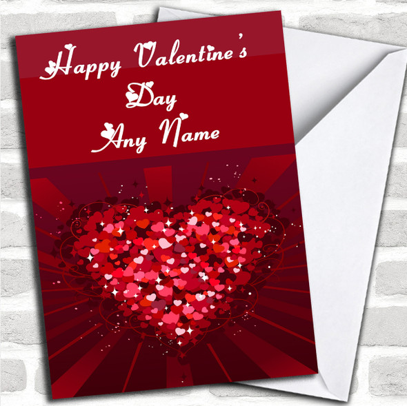 Pink And Red Love Hearts Romantic Personalized Valentine's Card