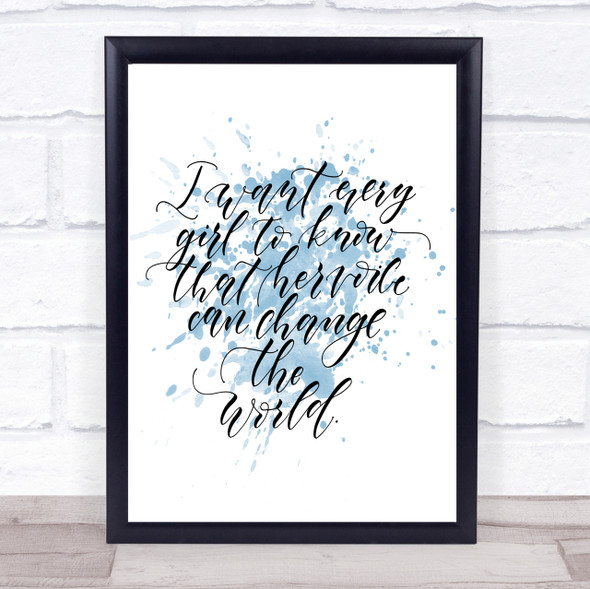 Every Girl Inspirational Quote Print Blue Watercolour Poster