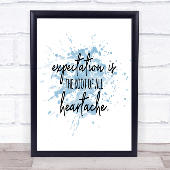 Expectation Inspirational Quote Print Blue Watercolour Poster