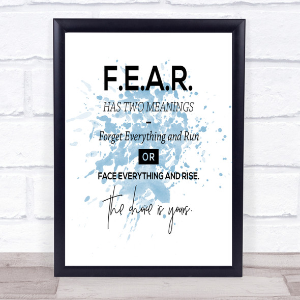Forget Everything Inspirational Quote Print Blue Watercolour Poster