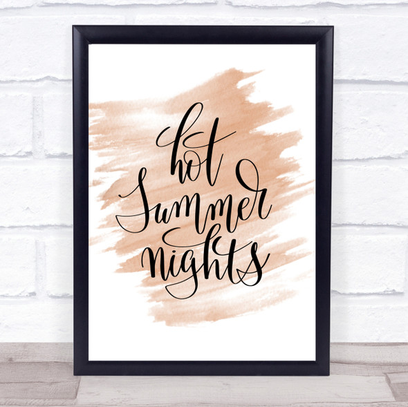 Hot Summer Nights Quote Print Watercolour Wall Art
