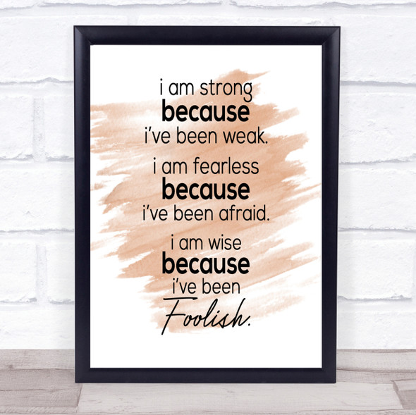 I Am Strong Quote Print Watercolour Wall Art