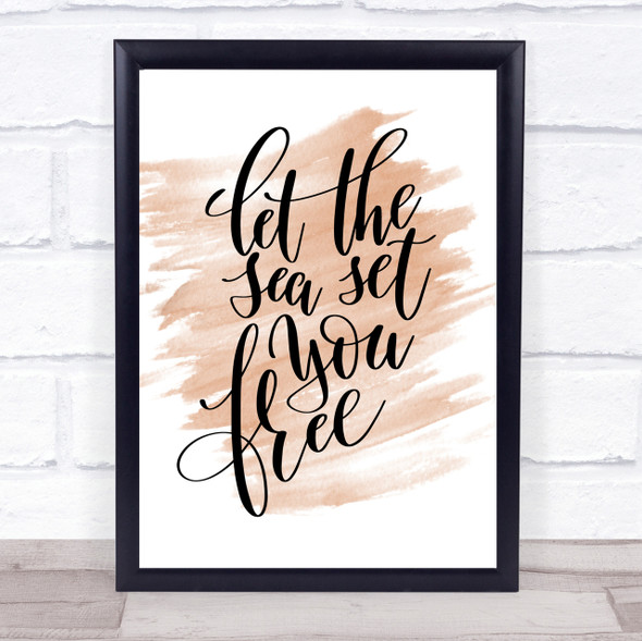 Let The Sea Set You Free Quote Print Watercolour Wall Art