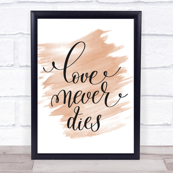 Love Never Dies Quote Print Watercolour Wall Art