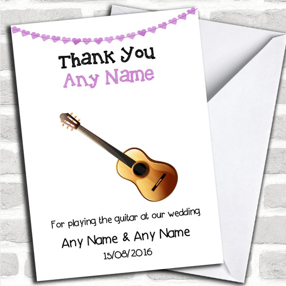 Thank You For Playing Guitar At Our Wedding Personalized Thank You Card