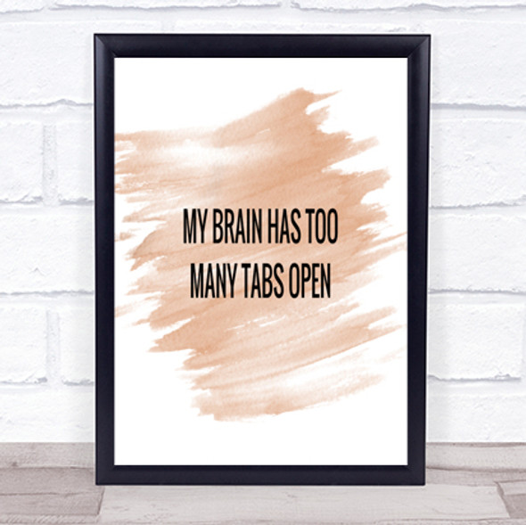 My Brain Has Too Many Tabs Open Quote Print Watercolour Wall Art