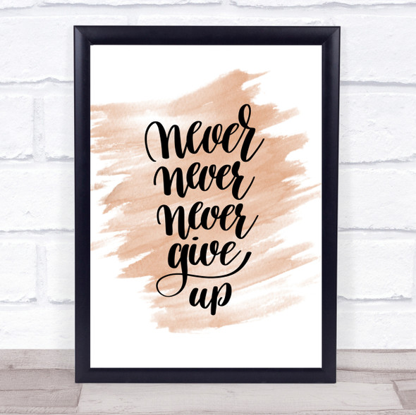 Never Give Up Swirl Quote Print Watercolour Wall Art