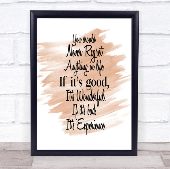 Never Regret Quote Print Watercolour Wall Art