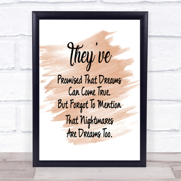 Nightmares Are Dreams Too Quote Print Watercolour Wall Art