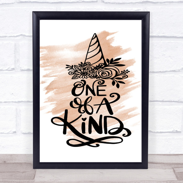 One Of A Kind Unicorn Quote Print Watercolour Wall Art