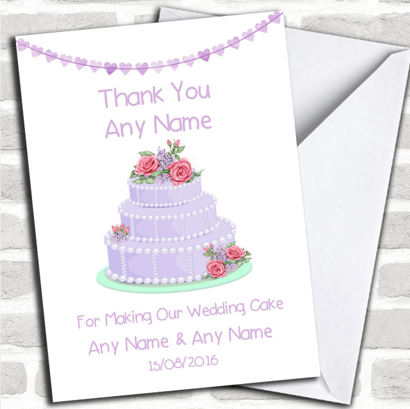 Lilac Thank You For Making Our Wedding Cake Personalized Thank You Card