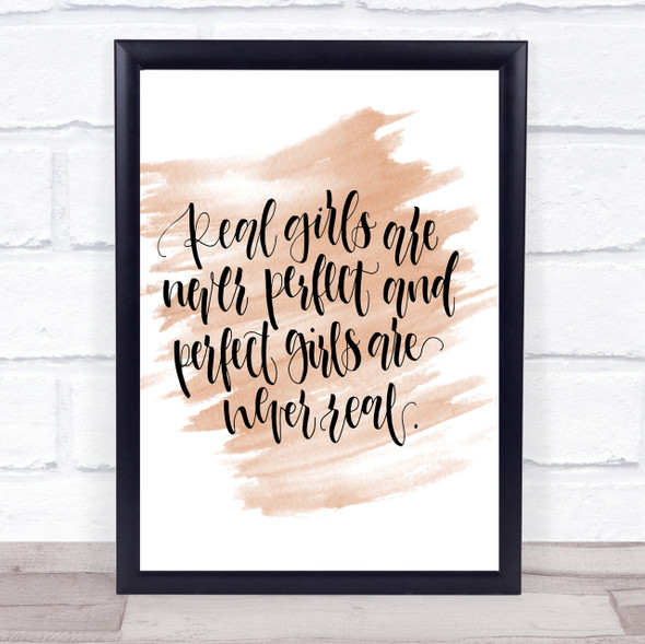 Real Girls Quote Print Watercolour Wall Art