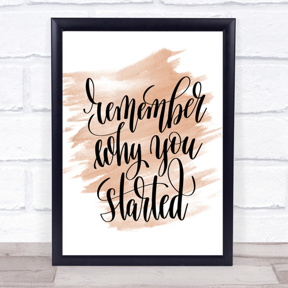 Remember Why Started Quote Print Watercolour Wall Art