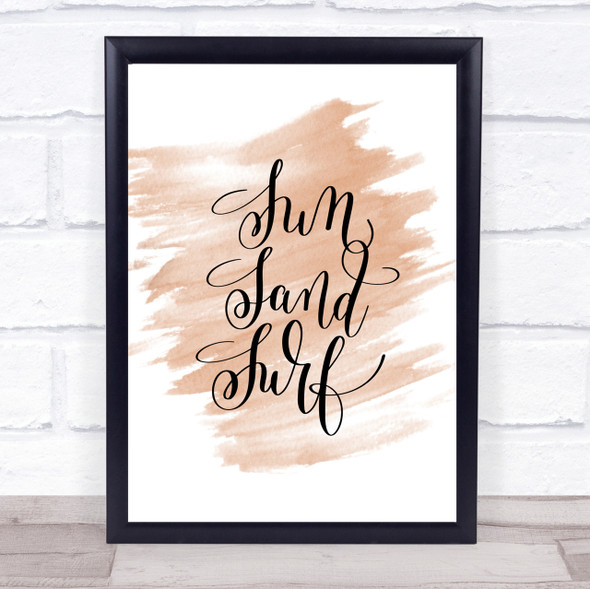 Sand Surf Quote Print Watercolour Wall Art