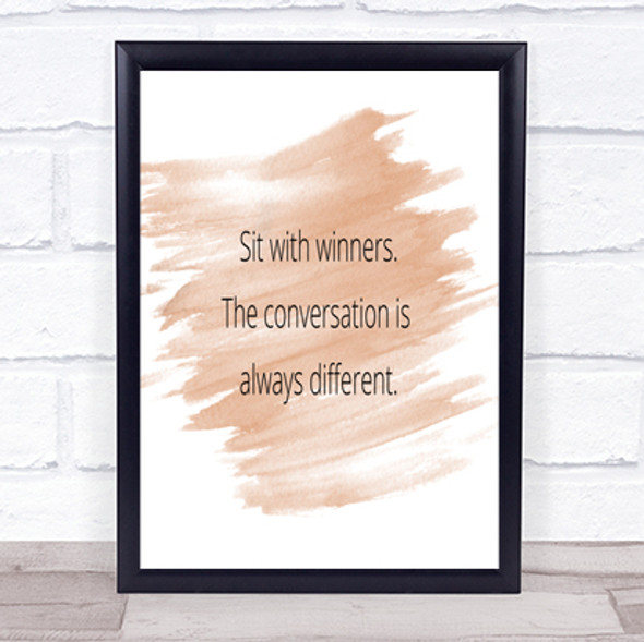 Sit With Winners Quote Print Watercolour Wall Art