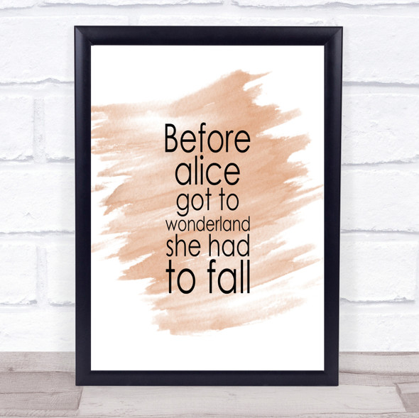 Before Alice Quote Print Watercolour Wall Art