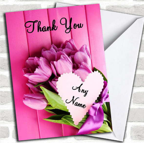 Pink Bunch Of Flowers Personalized Thank You Card