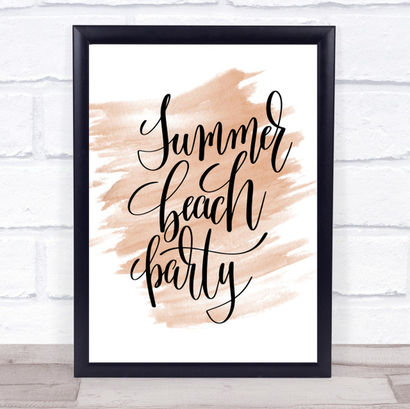 Summer Beach Party Quote Print Watercolour Wall Art
