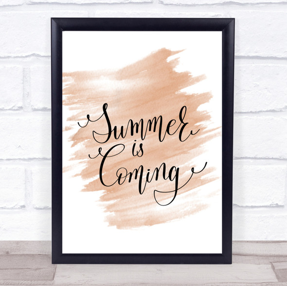 Summers Coming Quote Print Watercolour Wall Art