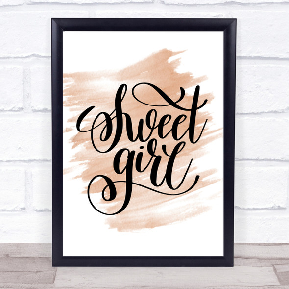 Sweet Girl Quote Print Watercolour Wall Art