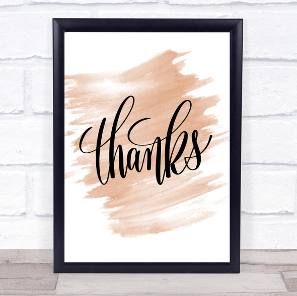 Thanks Quote Print Watercolour Wall Art