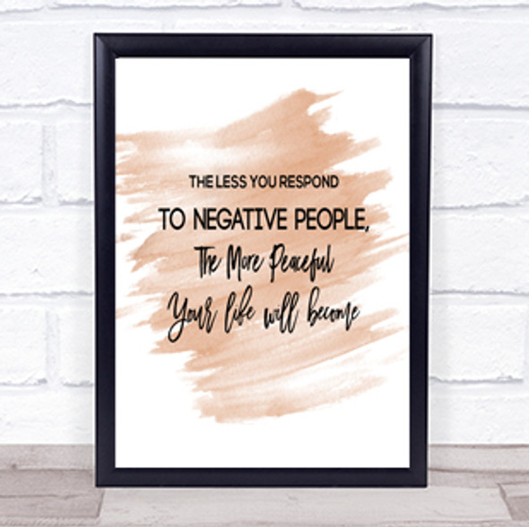 The Less You Respond Quote Print Watercolour Wall Art