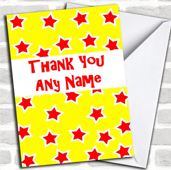 Red And Yellow Stars Personalized Thank You Card