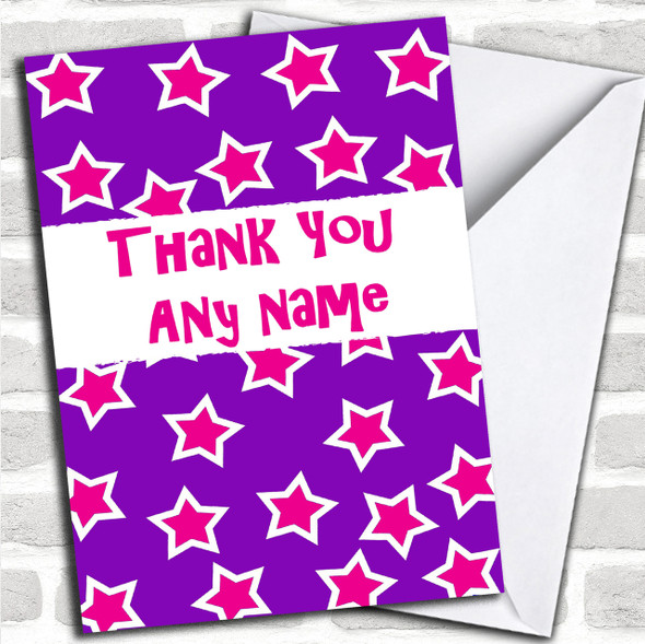 Purple And Pink Stars Personalized Thank You Card