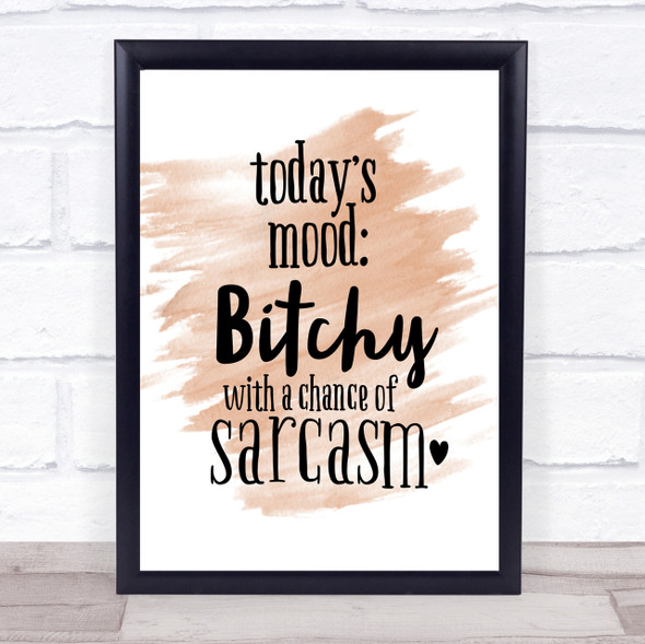 Todays Mood Quote Print Watercolour Wall Art