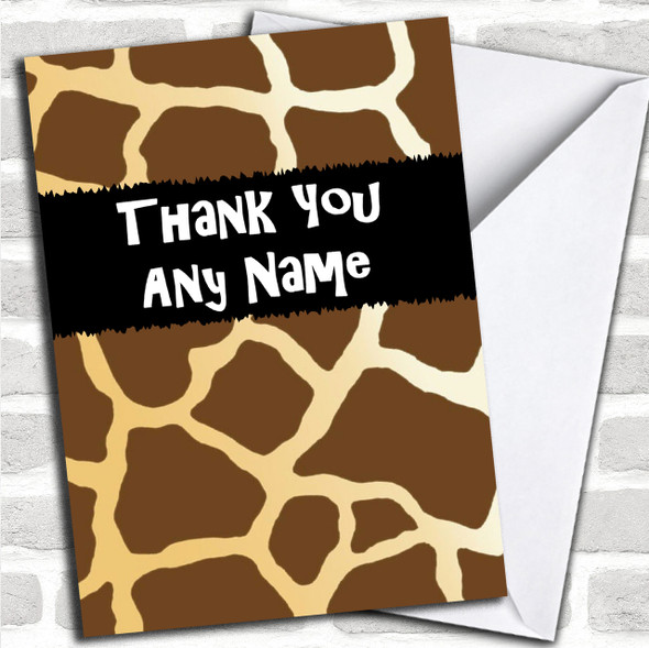 Giraffe Animal Print Personalized Thank You Card