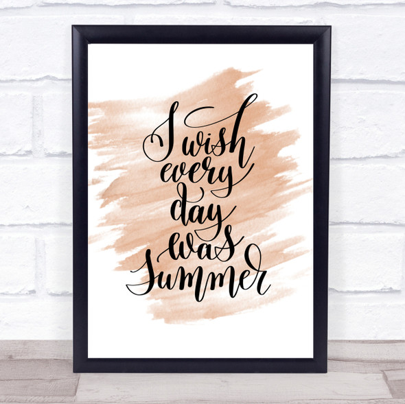 Wish Every Day Summer Quote Print Watercolour Wall Art