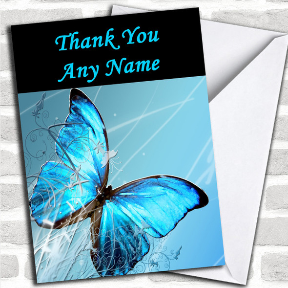 Blue Butterfly Personalized Thank You Card