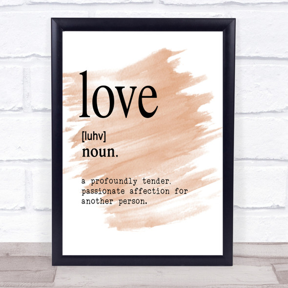 Word Definition Love Quote Print Watercolour Wall Art