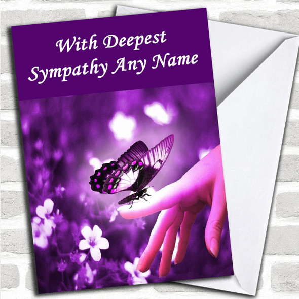 Purple Butterfly Personalized Sympathy / Sorry For Your Loss Card