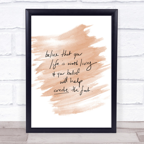 Worth Living Quote Print Watercolour Wall Art