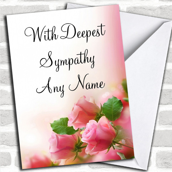 Beautiful Soft Pink Pastel Roses Personalized Sympathy / Sorry For Your Loss Card
