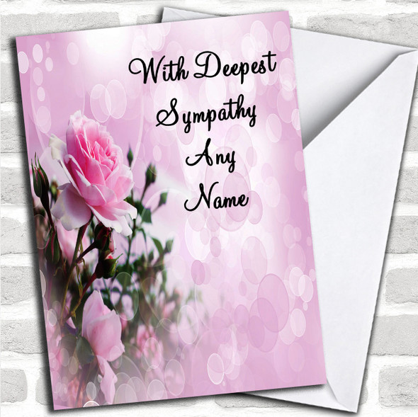 Pale Pretty Pink Rose Personalized Sympathy / Sorry For Your Loss Card