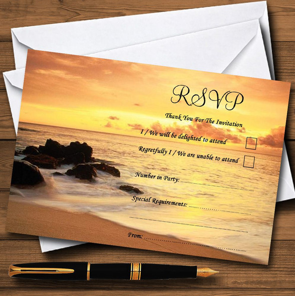 Beautiful Sunset Beach Abroad Personalized RSVP Cards