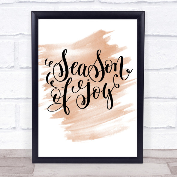 Christmas Season Of Joy Quote Print Watercolour Wall Art