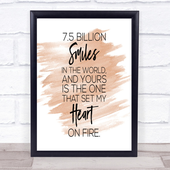 7.5 Billion Smiles Quote Print Watercolour Wall Art