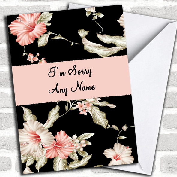 Stunning Black Vintage Floral Personalized Sorry Card