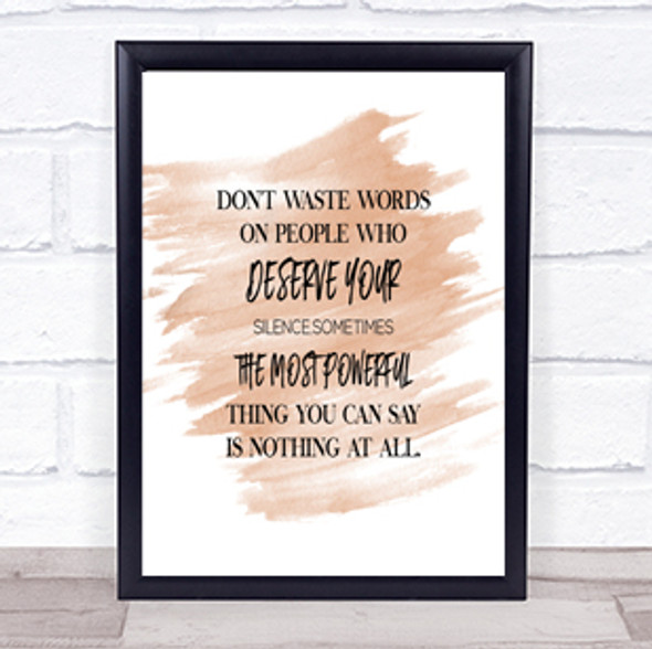 Don't Waste Words Quote Print Watercolour Wall Art