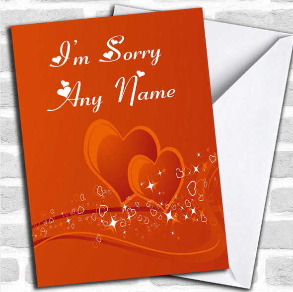 Orange Love Heart Personalized Sorry Card