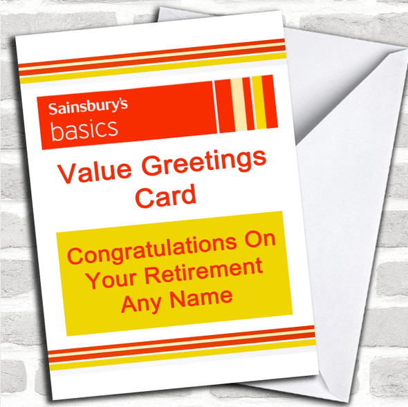 Funny Joke Sainsbury's Basics Spoof Personalized Retirement Card