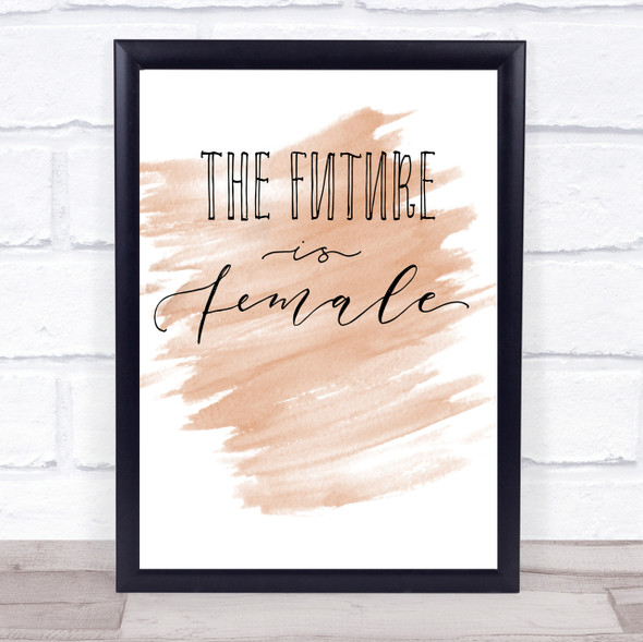 Future Is Female Quote Print Watercolour Wall Art