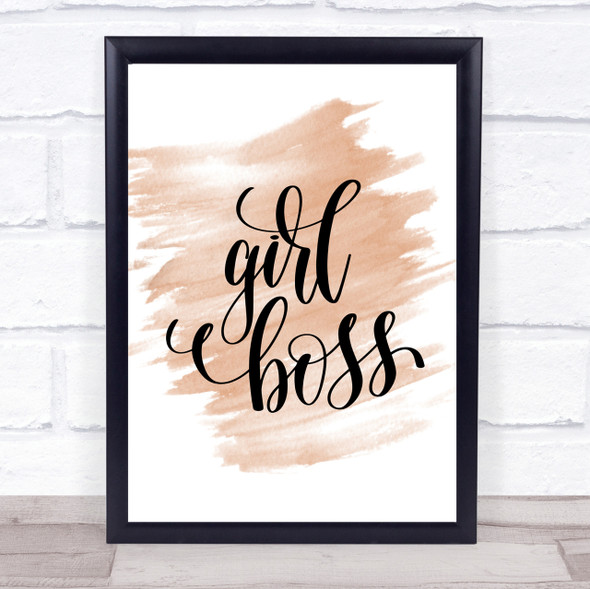 Girl Boss Swirl Quote Print Watercolour Wall Art