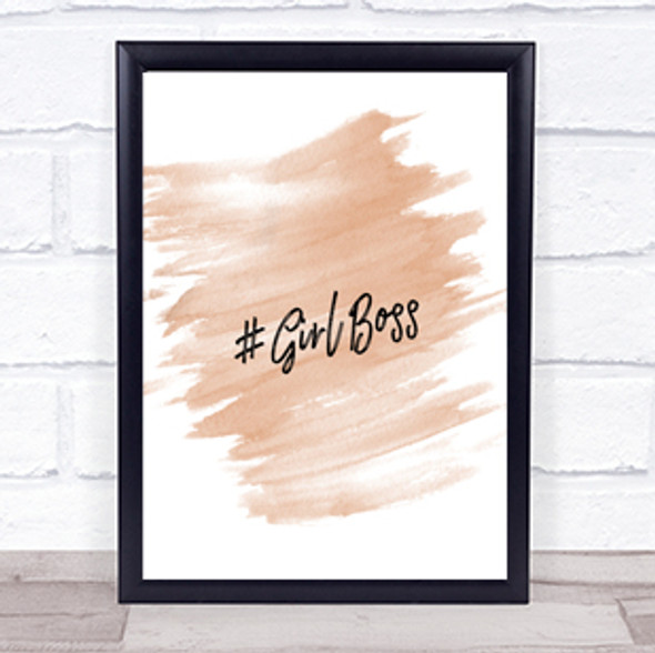 Girl Boss Quote Print Watercolour Wall Art